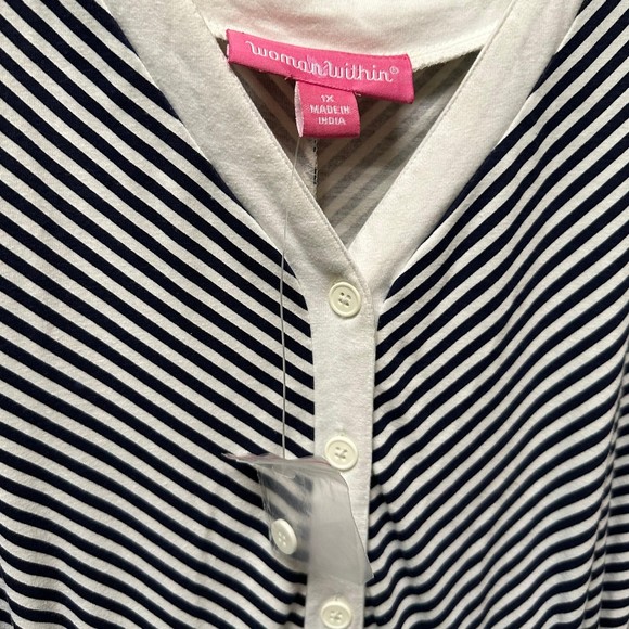 Woman Within Blue and White Striped Sleeveless Maxi Dress, 1X, NWT - Picture 5 of 6